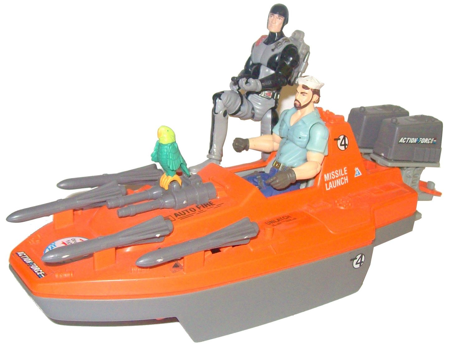 Some G.I. Joe action figures in their vehicle.