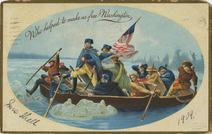 Painting of Washington crossing the Delaware.